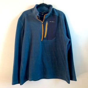Eddie Bauer Blue Fleece Pullover with Orange Zipper